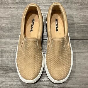 Soda Memory Foam Tan Slip-On Shoes